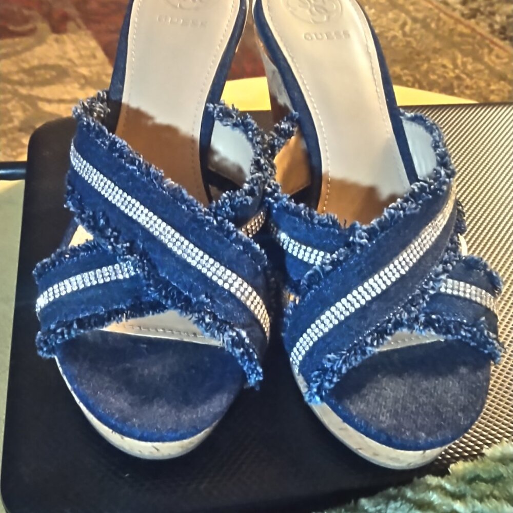 Rhinestone Blue jean Wedges
